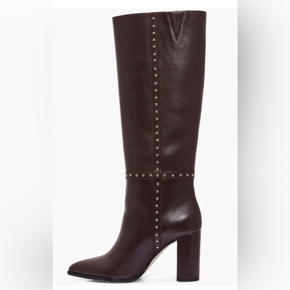 PAIGE Studded Dark Wine Heeled Boots